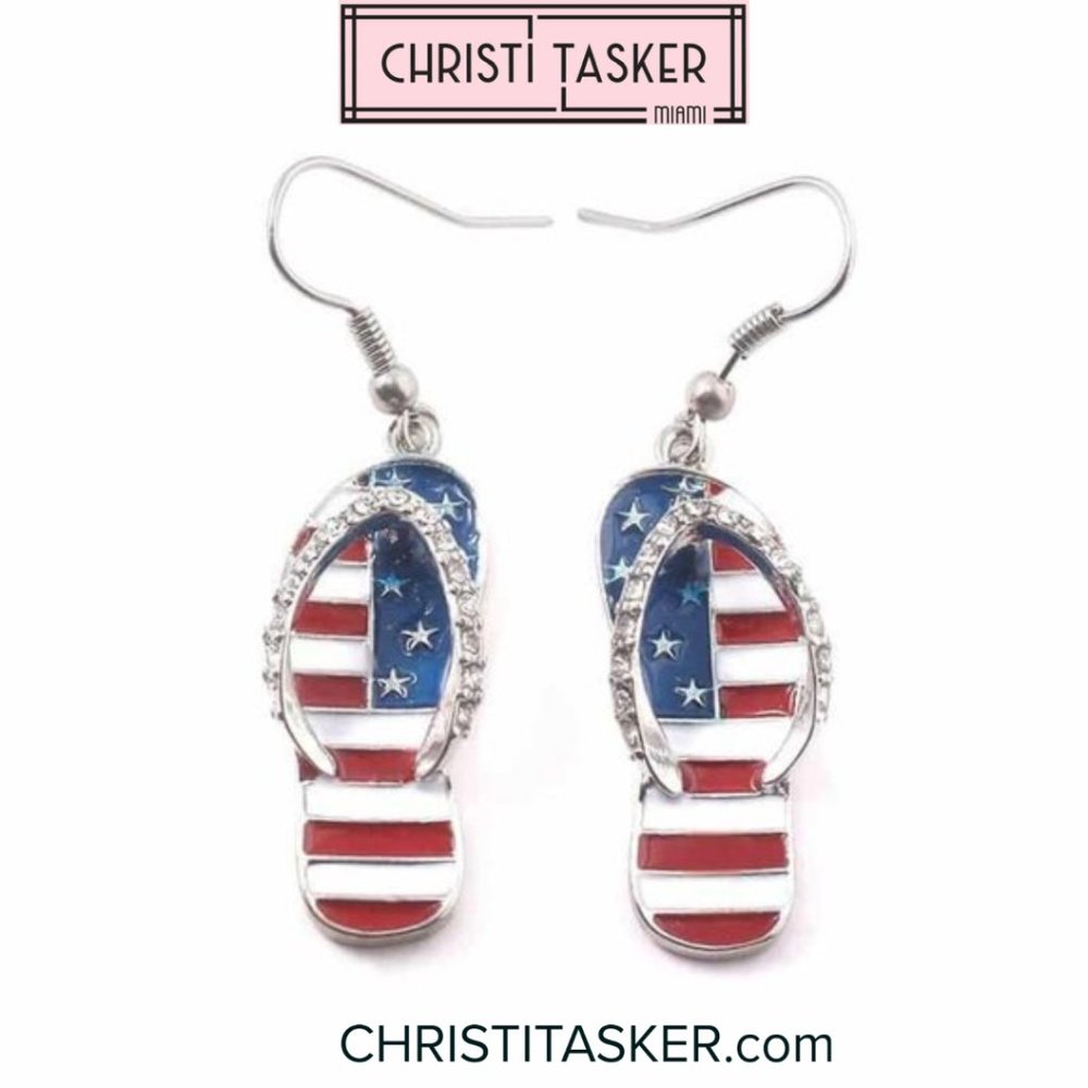 Freedom & Flip Flop American Flag Earrings